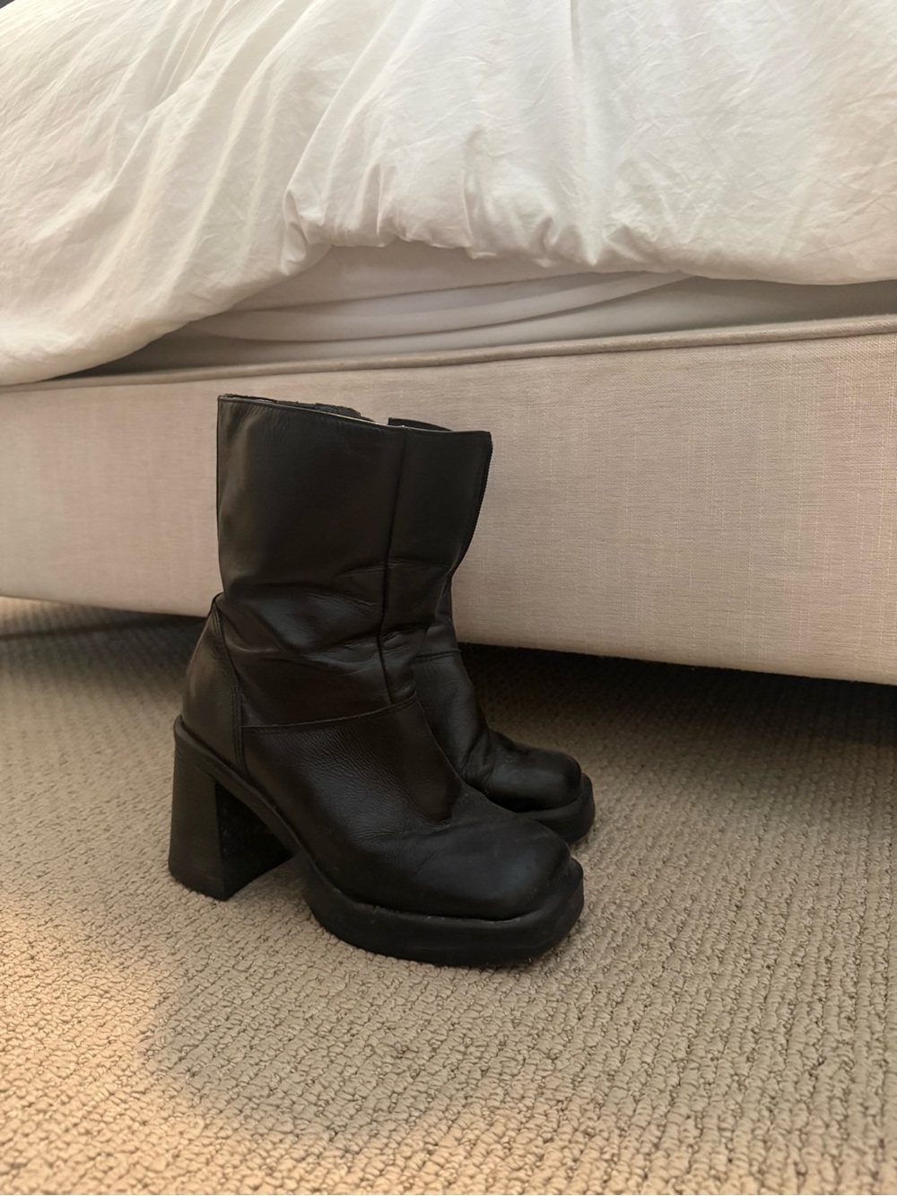 Steve Madden Black Chunky Platform Block Heel Ankle Boots